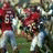A 2x2 contact sheet of a pixelated football-themed animated icon with blue and gray background sections containing text and a blurred action image.