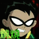 Animated cartoon character with black hair and white eyes, wearing green-yellow-red outfit, showing mouth expression changes across frames.
