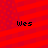 Red background with diagonal stripes and small dots, four instances of the text 'Wes' in black pixelated font.