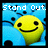 A yellow smiley face with black eyes and a mouth against a blue background, with text above reading "Stand Out. Be You." in pixelated white letters.