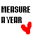 Black pixelated text 'MEASURE A YEAR' on white background with red heart symbol.