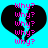 Two identical black broken heart shapes on cyan background with repeated pink 'why?' text inside each heart.