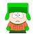 Pixelated cartoon character with green hat and orange vest on white background