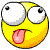 Nine yellow cartoon faces with wide eyes and pink tongues sticking out, arranged in a on gray background