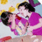 Two figures in pink outfits embrace under yellow suns with a purple shape above, next to text reading 'best friends for life.'