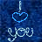 Animated contact sheet showing five sequential frames of a blue heart and white text "I you" on dark blue background, with visible pixelation and frame-to-frame animation changes in the heart outline.