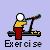A contact sheet of 24 animated frames showing a stick figure exercising on a treadmill, with the text "Exerci se" below each frame.