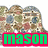 A pixelated elephant icon with camouflage pattern, displaying green text overlays that change between frames.