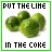 Animated sequence of green spheres with text 'PUT THE LINE IN THE COKE' and changing color accents on letters.