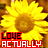 Two side-by-side animated frames of a sunflower icon with text overlays, showing slight color variations between the left and right frame.