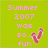 Green background with pink pixelated text reading 'Summer 2007 was so.. fun' and a pixelated pink heart symbol on the right.