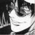 Pixelated grayscale cartoon face with exaggerated features and dark hair, displayed as a static buddy icon on a transparent background.