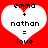 Two identical pixelated heart-shaped icons on red background with text 'emma + nathan = love' in black pixel font.
