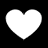 Four white heart shapes arranged in a two-by-two on a black background, each with smooth rounded edges and uniform fill