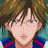 A 2x2 contact sheet of a pixelated anime-style character with glasses and brown hair, alongside tennis-themed text elements on light blue backgrounds.