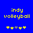 Blue background with yellow pixelated text 'indy volleyball' and five star icons below, where the third star changes from gray to yellow between frames.