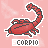 Six pixel-art scorpions in red with black outlines on a pink background, each labeled 'SCORPIO' below.