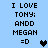 Pixelated text on light blue background with two heart symbols changing color between black and gray across observations.