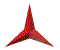 Red star-shaped icon rotates through multiple angles against white background, showing varying depth and perspective.