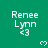 Green background with repeated white text 'Renee Lynn' and '<3', each paired with a small heart symbol