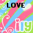 Pixelated image with diagonal pink, blue, and green stripes; text "LOVE" top-left, "YOU" top-right, "TYLER" bottom-left; repeated "iLY" in white outline.