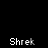 Animated contact sheet of 15 Shrek-themed buddy icons showing green 'S' character with Y-shaped arms in various poses and animation frames on black background.