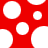Red background with multiple white circles of varying sizes scattered across the surface.