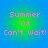 Pixelated text 'Summer '03 Can't Wait!' in pink on a blue-green gradient background with four identical