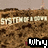 Animated pixel art with repeating background text and changing foreground text blocks.