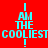 Red background with cyan text reading "I AM THE COOLIEST!" arranged in a pattern across multiple white rectangular sections