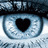 A static image shows a close-up of an eye with a heart-shaped pupil on the left, and red background text listing sensory experiences on the right.