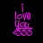 A vertical arrangement of pink text and symbols on a black background, with the phrase "I love you" above three interlocking rings.