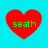 Four red heart shapes on a cyan background, each containing green text reading 'seath' in a pixelated font.