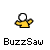 Pixelated character with white spherical head and yellow shirt, performing a sequence of actions including waving, holding a red-and-white object, and emitting red and yellow effects.