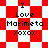 Red and white checkered background with black text reading "I Love Marimeta xoxox" in four variations showing different animation states.