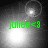 Green text 'juliee<8' overlaid on a grayscale background with shifting light effects and circular lens flares.