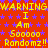 Red background with purple stars, yellow text repeating 'WARNING', 'I Am', 'Sooooo', 'Randomz!!' in a pattern