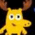 Yellow cartoon moose with large eyes and antlers appears on dark background, red 'MOOSE' text above blue 'FUCKER!' text below.