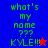 Pixelated green text 'what's my name ???' and 'KYLE!!!' on blue, red, purple backgrounds with star symbols.