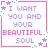 Pixel art contact sheet showing two animated frames of a text-based buddy icon with pink border, purple stars, and blue dots on white background.
