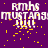 Purple background with white text 'rmhs MUSTANG: MUSTANG OLO' and scattered yellow pixel particles, showing animation frames where particle density changes.
