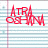 Red pixelated text on a striped background with visible horizontal lines and faint vertical elements