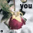 Animated sequence of a red apple with yellow icing on a stick, surrounded by green leaves and white snow-like background, displaying sequential text changes.