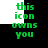 Green pixelated text reads 'this icon owns you' on a black and white background with four identical