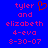 Blue background with pink pixelated text reading 'tyler and elizabeth 4-evo 8-30-07' and a red pixelated heart symbol above 'tyler' on the left side.