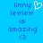 Pixelated blue background with text 'linny lewlew is amazing <3' and a white heart symbol above the name.