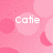 Pixelated pink background with white text reading 'cafe' in the center, surrounded by abstract pink shapes.