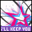 Animated contact sheet of a 5x5 grid showing sequential frames of an AIM buddy icon with a pink star, chain-link fence background, and scrolling text on a purple banner.