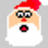 Pixelated Santa Claus face with red hat, white beard, and open mouth on gray background; green text display 'He knows if you are sleeping' and related phrases