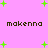 Pink background with green plus signs and brown text reading 'makenna' in pixelated font.